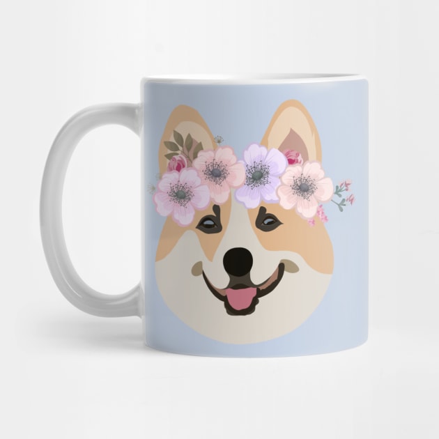 Cute Corgi with crown of flowers by X-TrashPanda